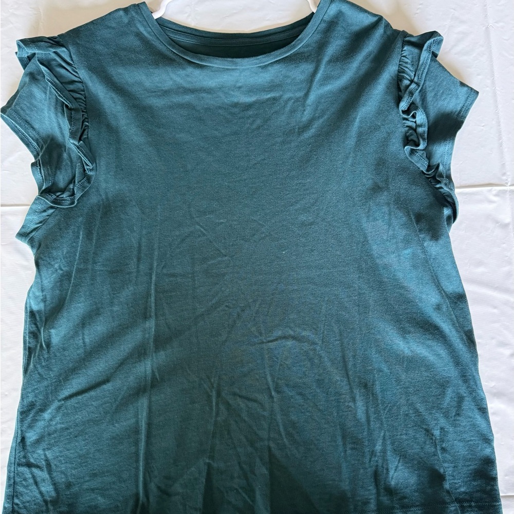 Teal Ruffle Sleeve Women's Top